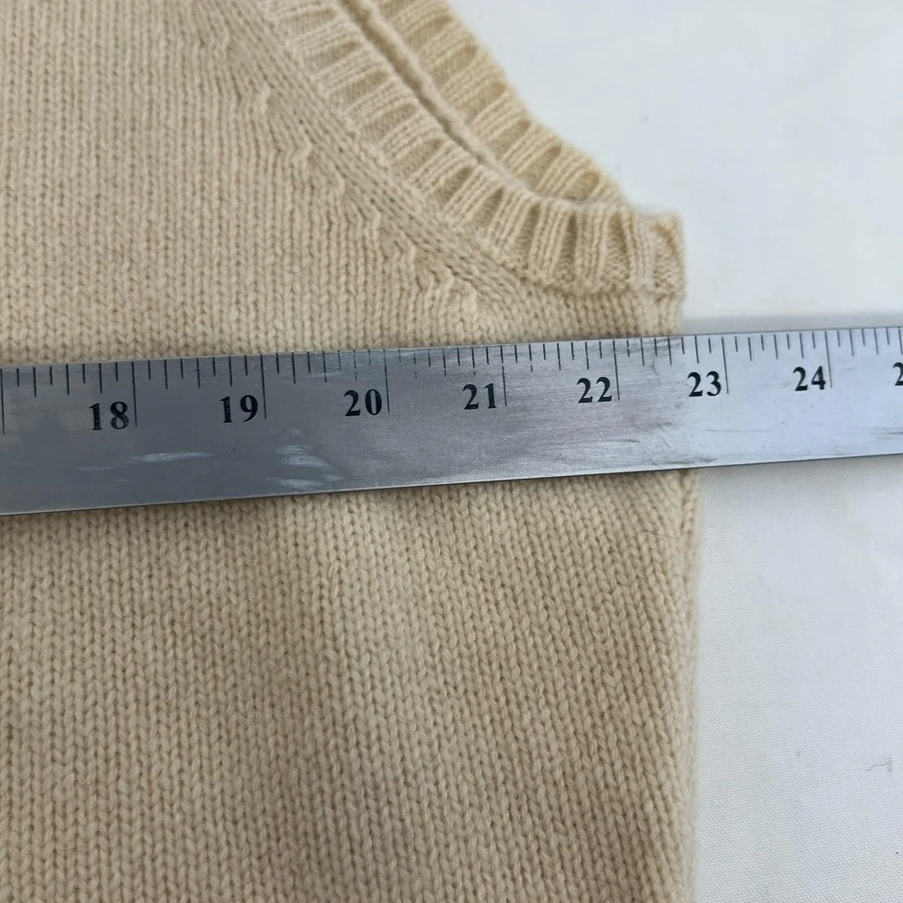 Polo Ralph Lauren Sweater Vest Mens Large Beige Lambswool V Neck Knit‎ Pullover